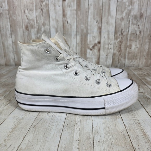 Converse All Star Platform High Top Sneakers White Canvas Women's Size 9 Casual - Picture 1 of 8